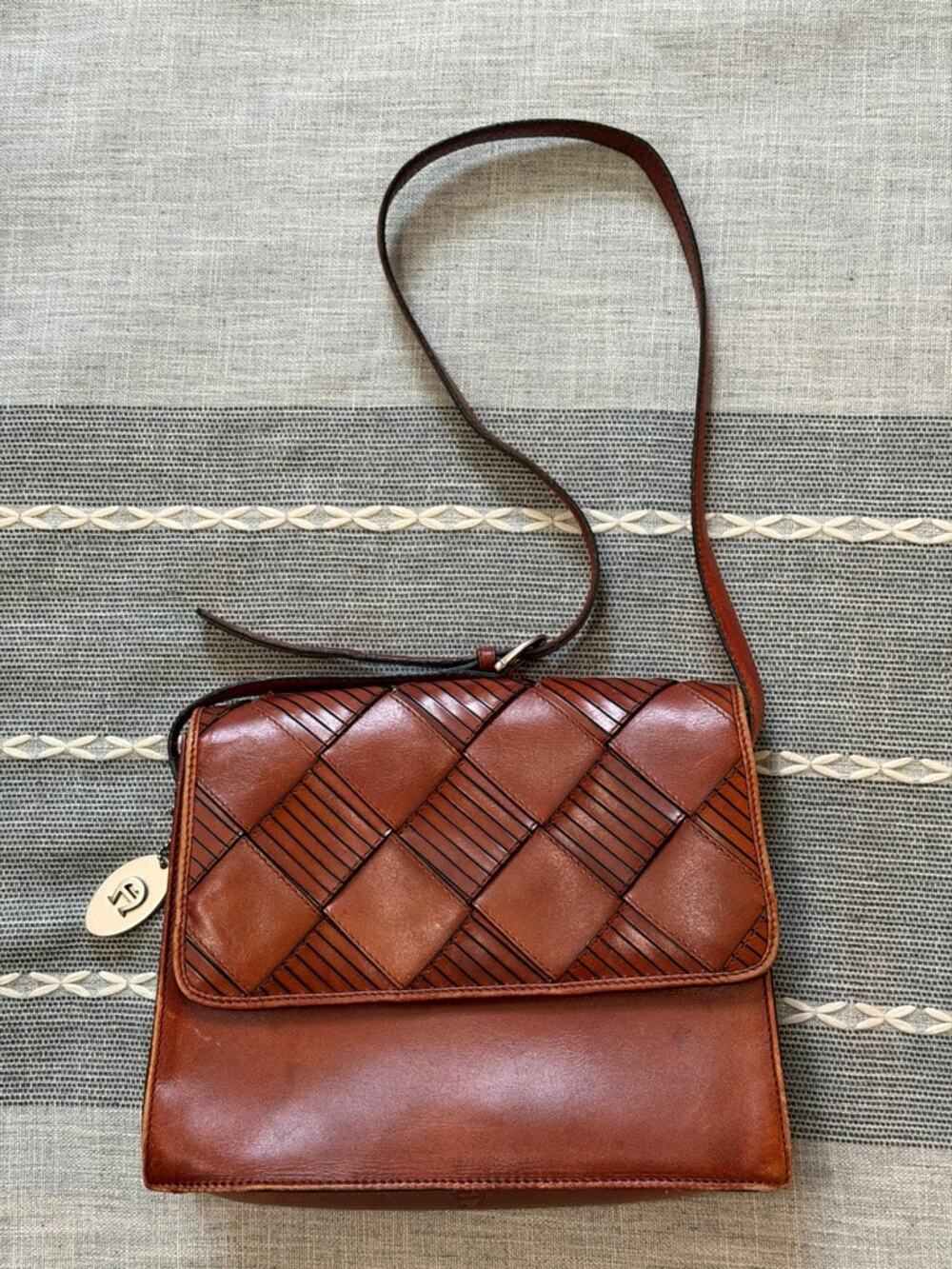 Vintage Brown Woven Leather Etienne Aigner Boho Purse Handbag